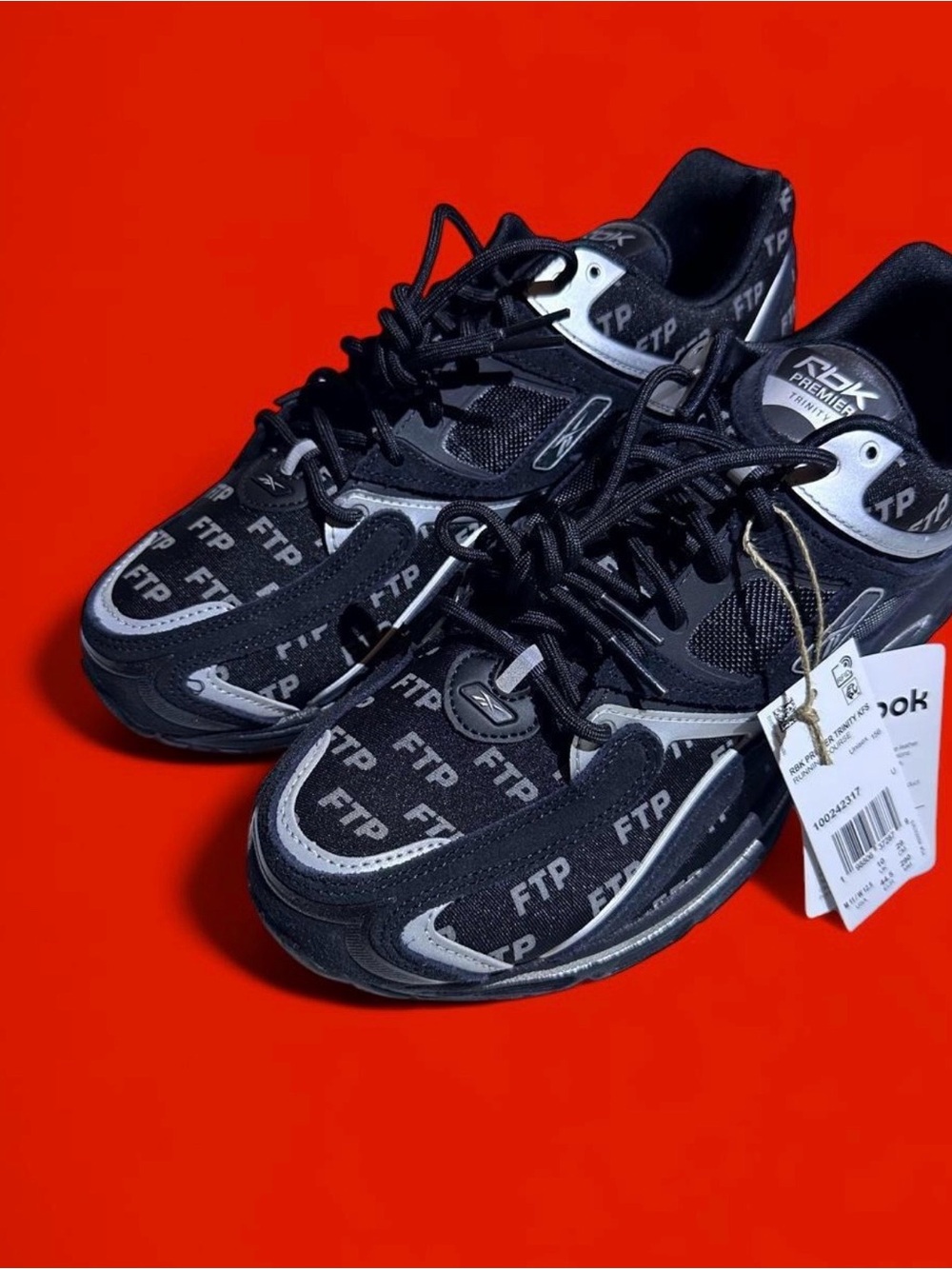 Reebok FTP Men's Black and Silver Running Sneakers